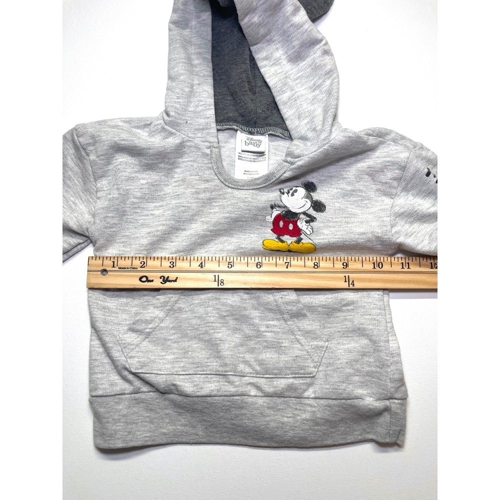 Disney Baby Mickey Mouse Gray Hoodie 3D Ears Sweatshirt 12M 0405 - Picture 4 of 6